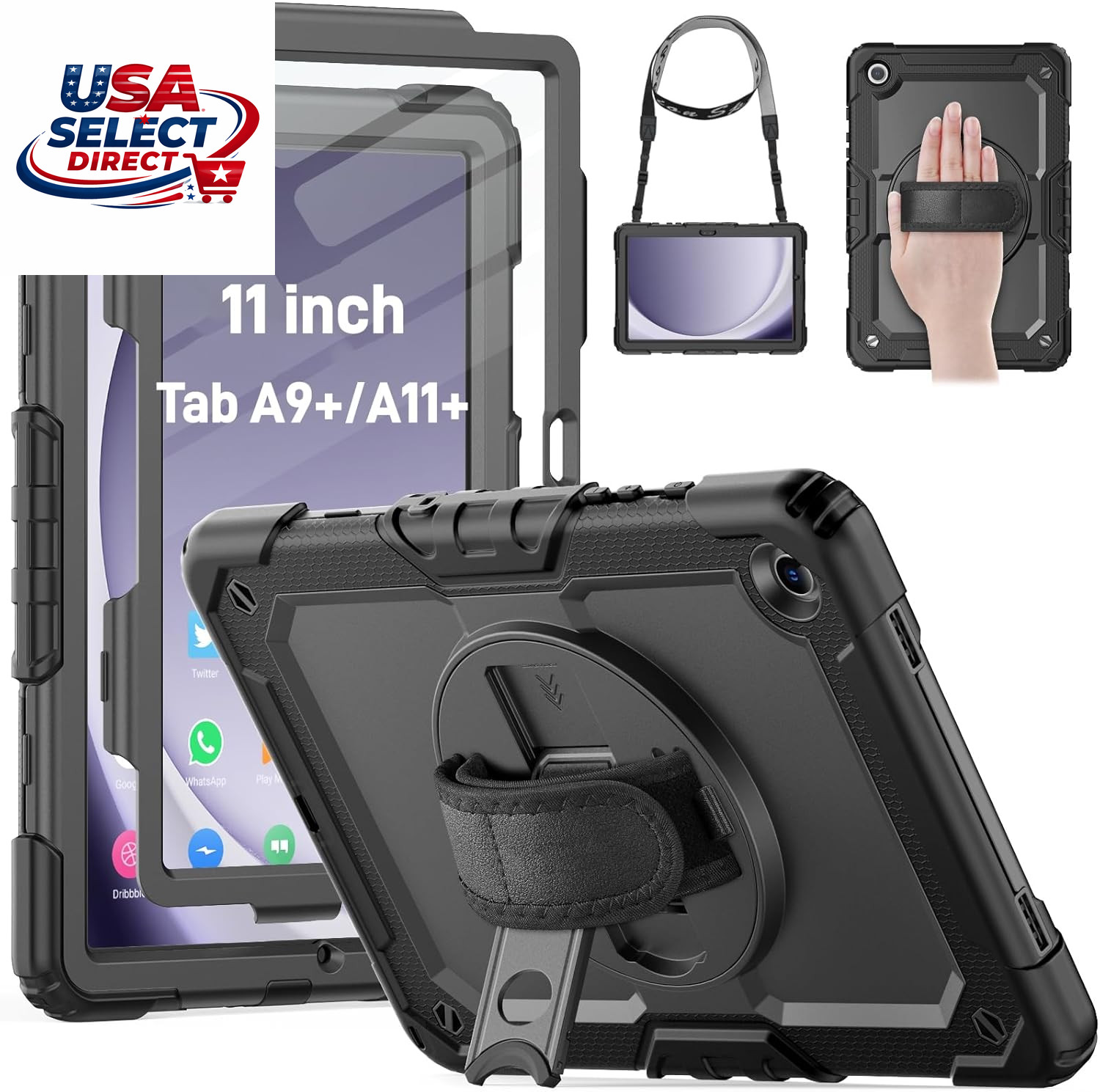 Protective Case for Samsung Galaxy Tab A9+/A11+ 11 Inch - Black