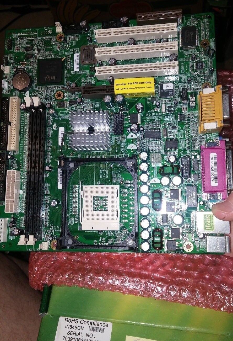 IN845GV chipset Socket 478 Ind.PC Mainboard W/3 ISA&2 Com Ports. NIB TESTED 100%