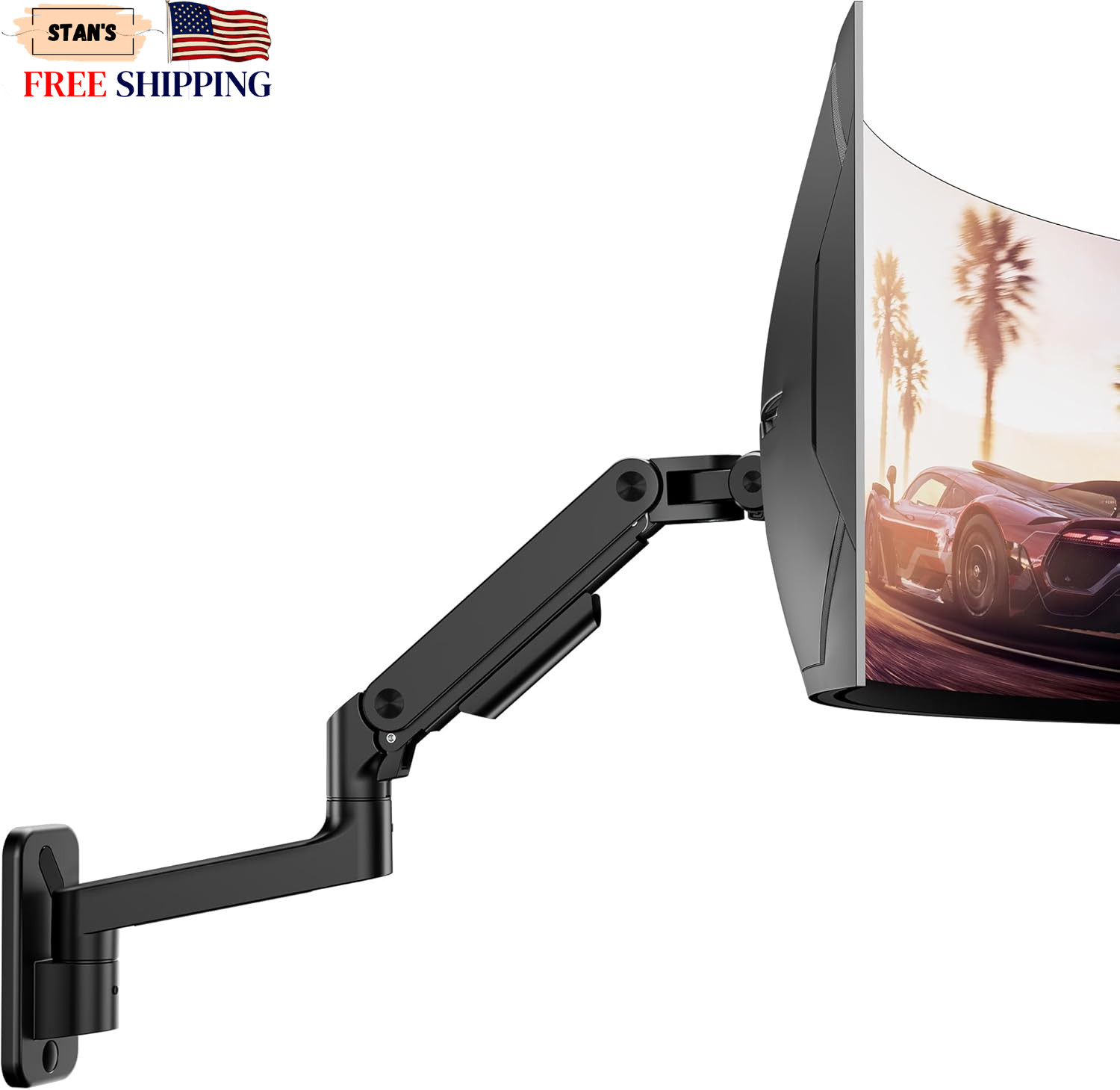 Heavy Duty Wall Mount Monitor Arm for 17-49" Ultrawide Screens Adjustable Black