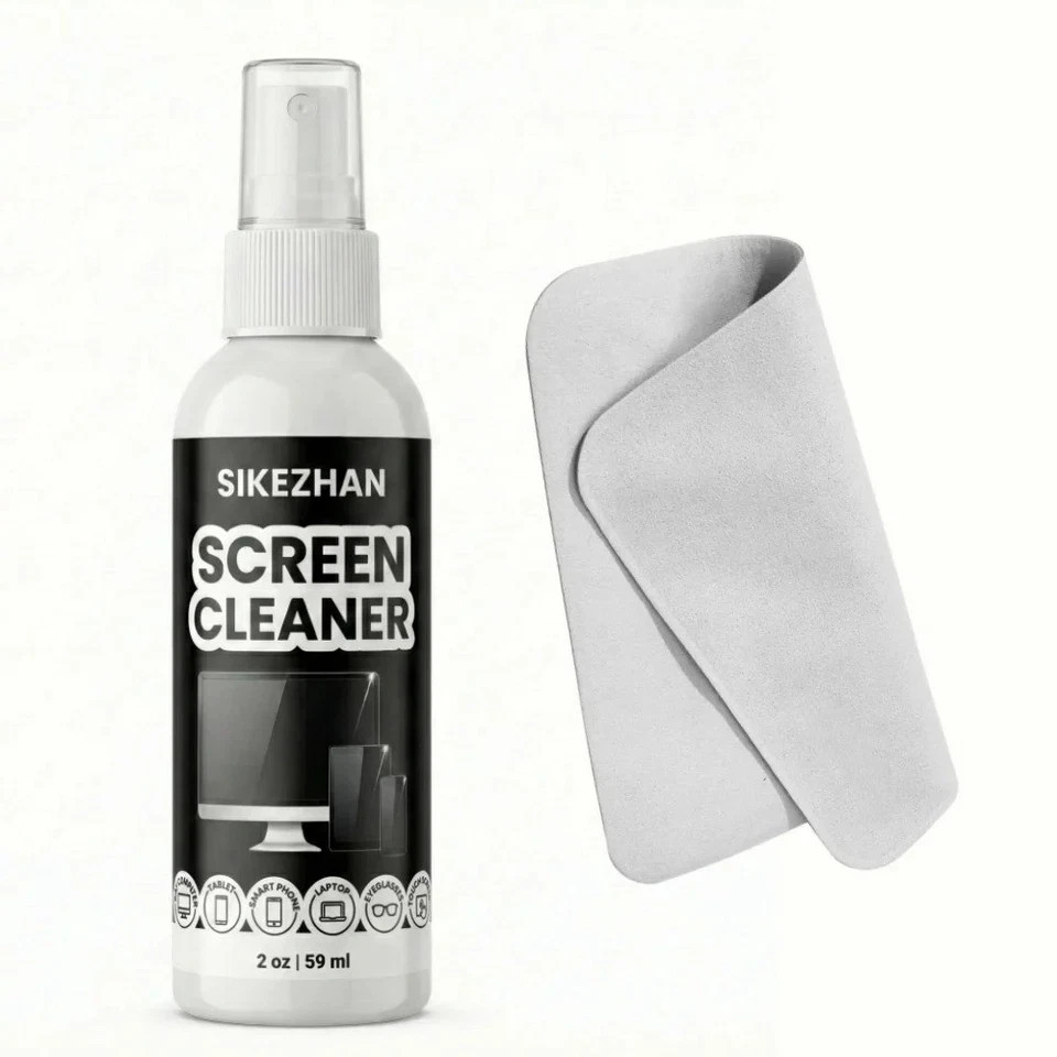 Screen Cleaner Kit Spray & Polishing Cloth for iPhone iPad Laptop TV Monitor 2oz