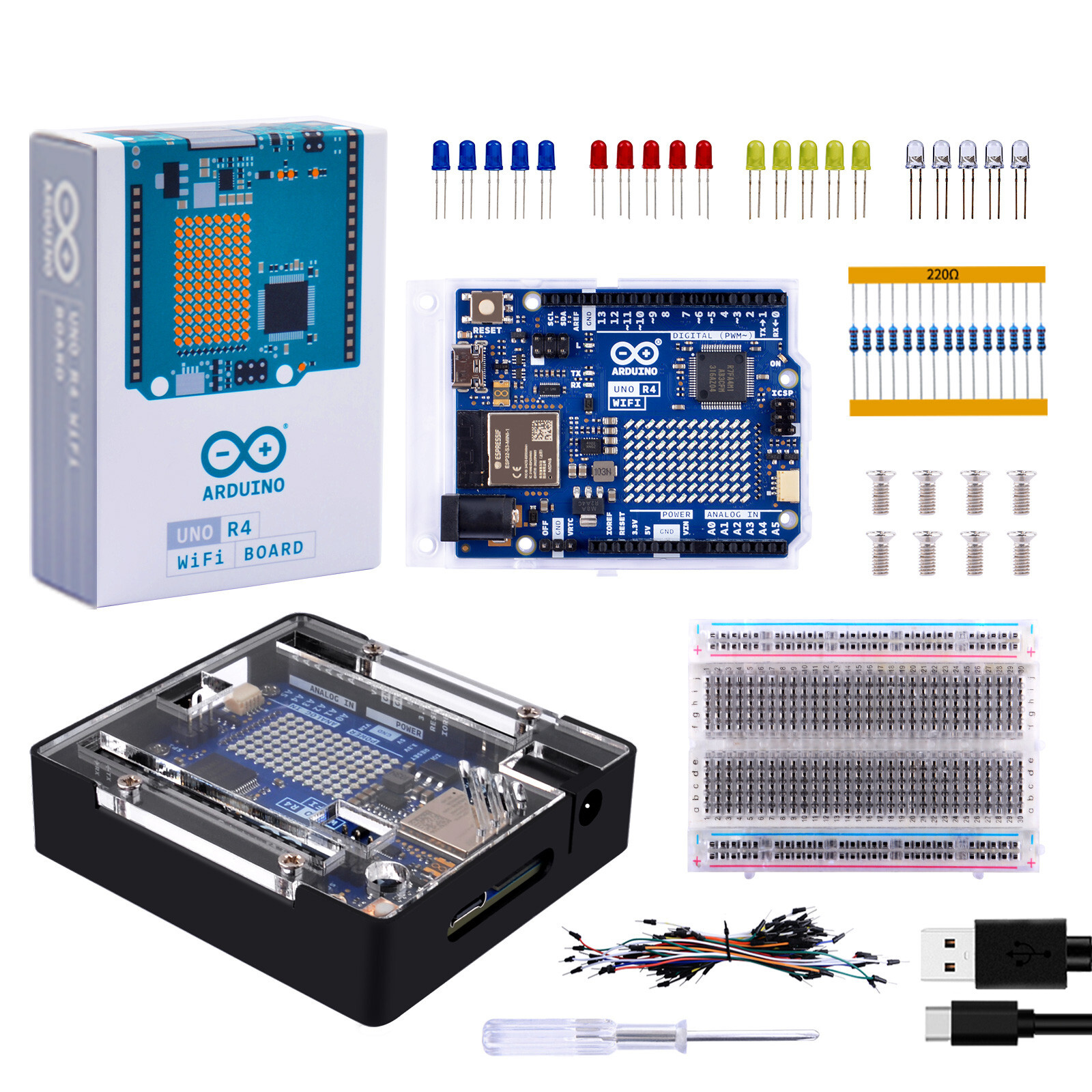 Student starter kit With Arduino UNO R4 WiFi Metal Case LED