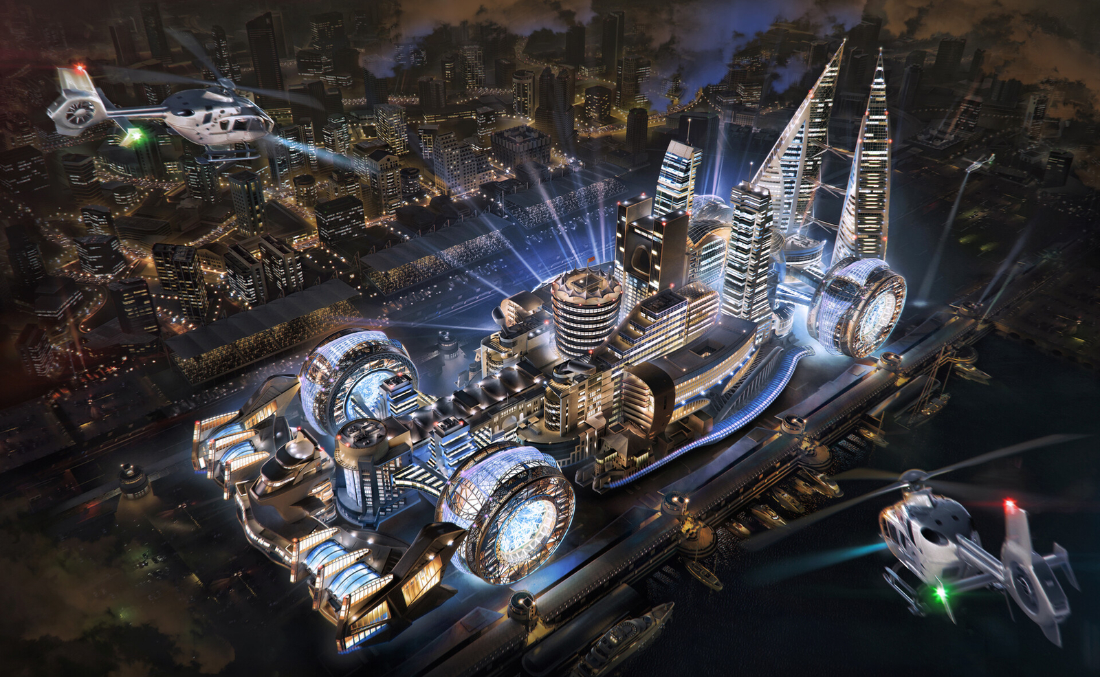 Landscape cgi car formula 1 bahrain helicopters Custom Gaming Mat Desk