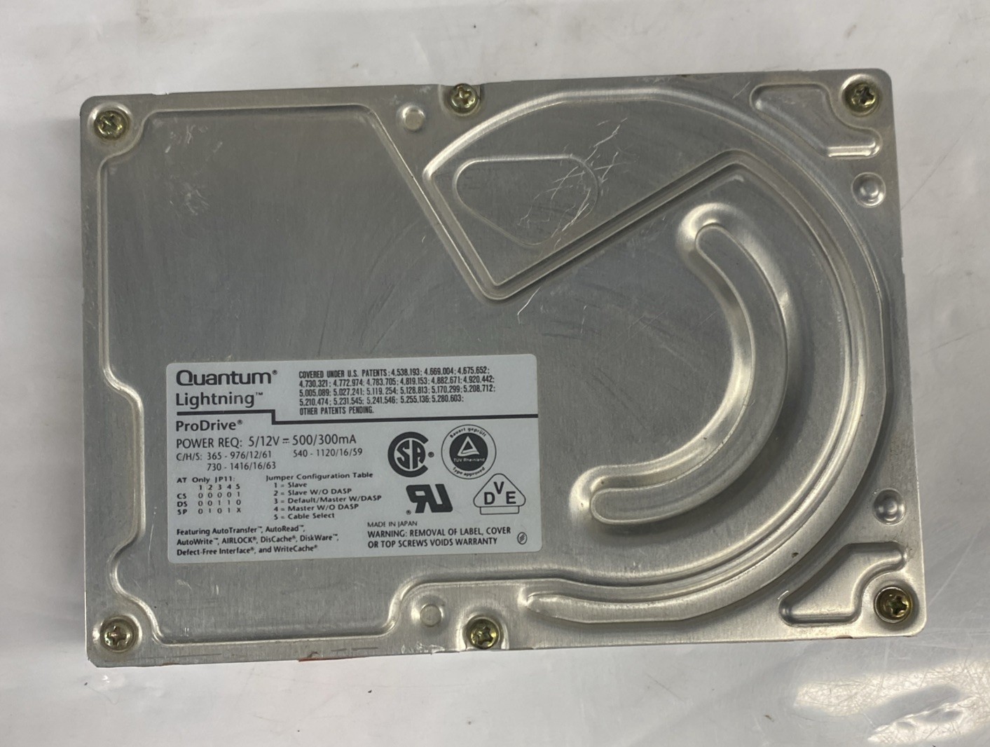 Quantum Lightning Prodrive Internal Hard Disc Drive 525mb Untested - Powers On