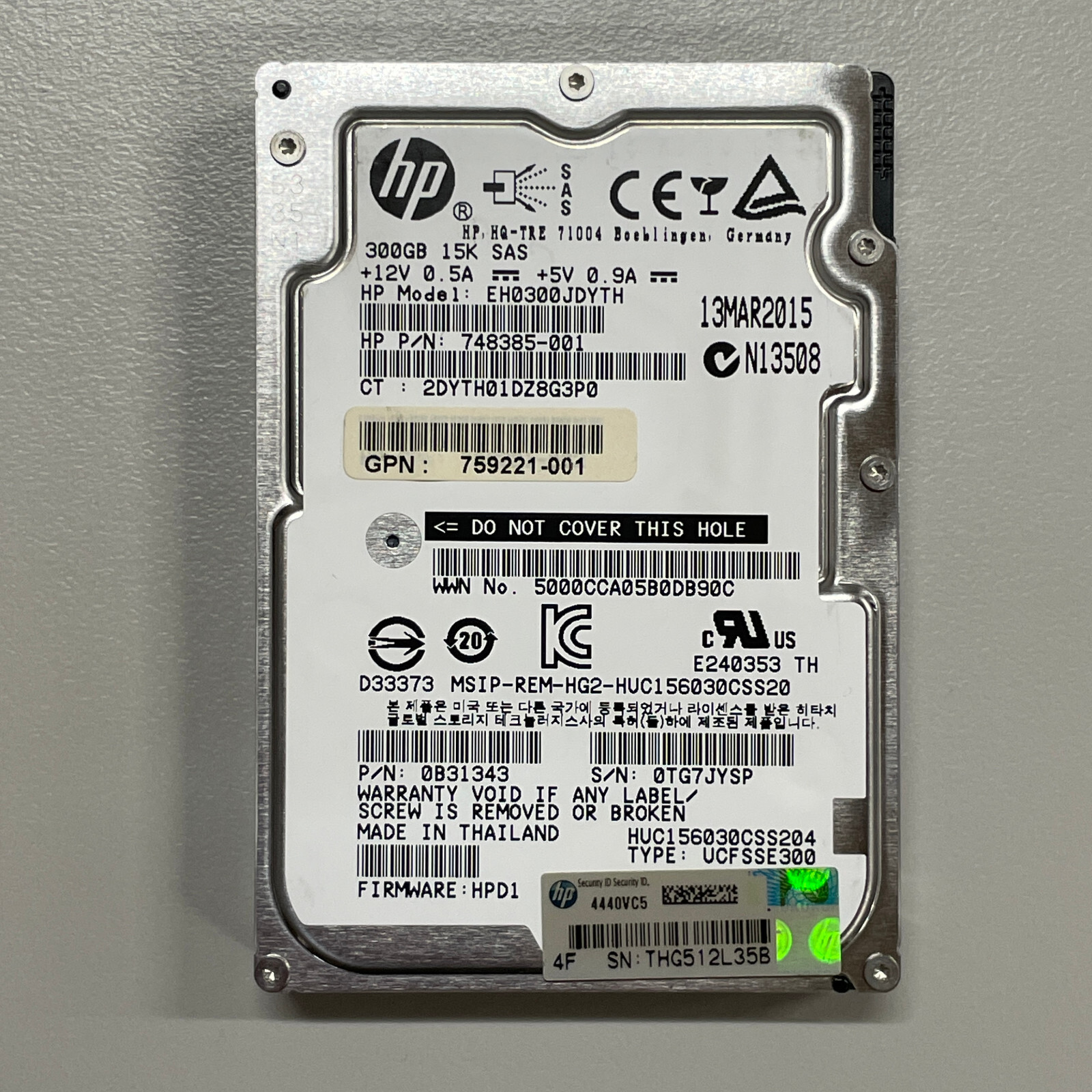 HP EH0300JDYTH 300GB 2.5" SAS HDD 12Gbps 15K RPM 128MB Cache Hot Swap 748385-001