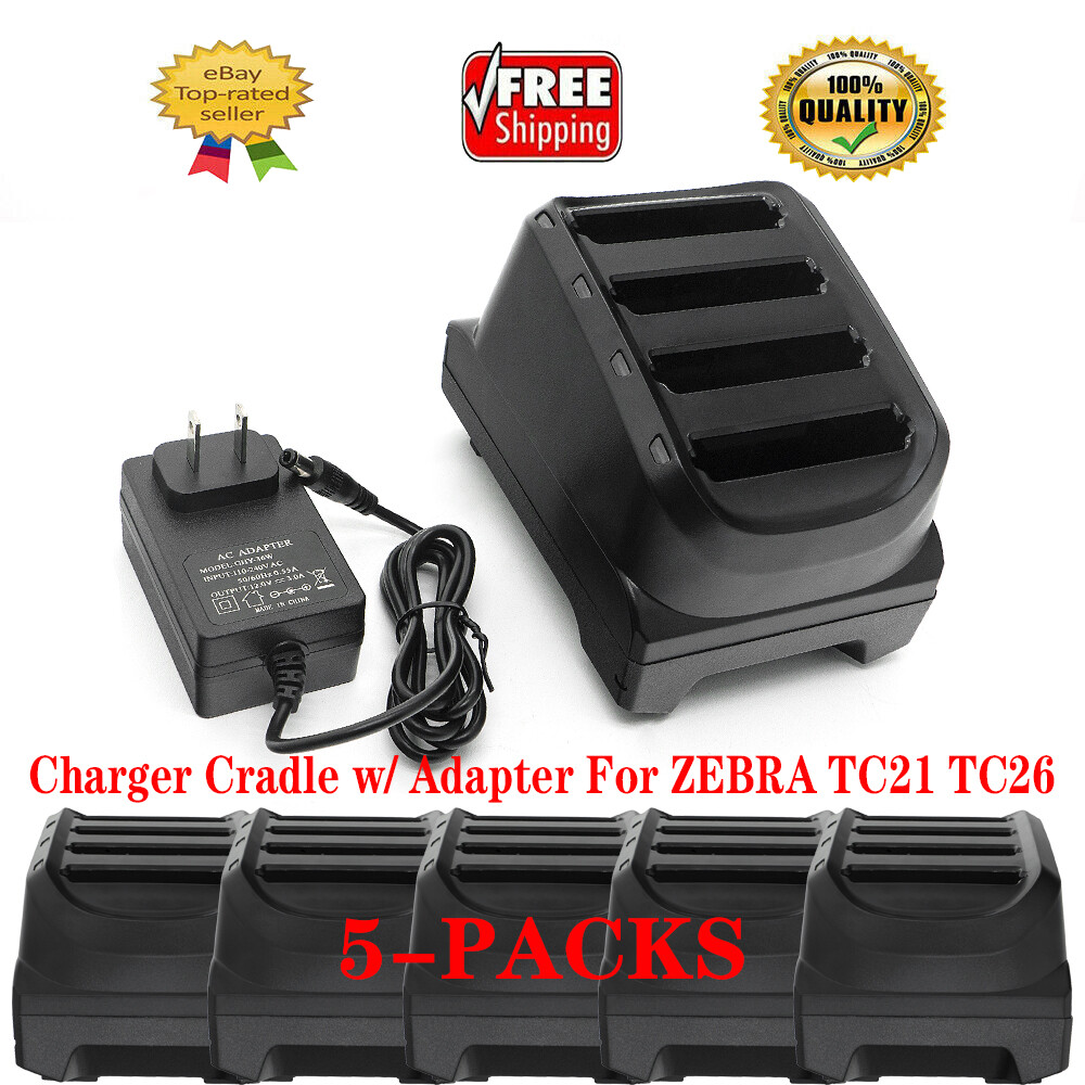 5PCS Battery Charger Cradle w/ Adapter For ZEBRA TC21 TC26 (SAC-TC2Y-4SCHG-01)