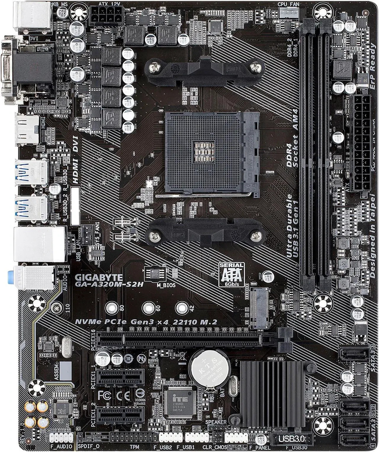GIGABYTE GA-A320M-S2H AM4 AMD A320 USB 3.1 HDMI Micro ATX AMD Motherboard