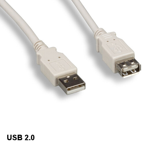 LOT 10pcs Beige 1' USB 2.0 Type A Extension Cable 480Mbps Sync Charge Data