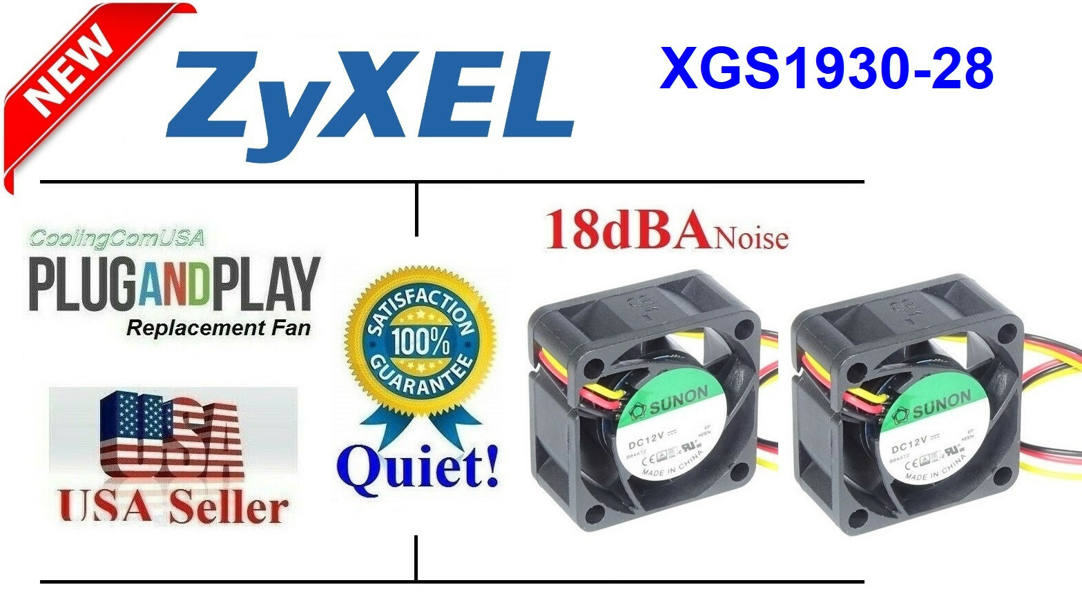 2x Quiet Replacement Fans for ZyXEL XGS1930-28HP Low Noise Best for HomeNetwork