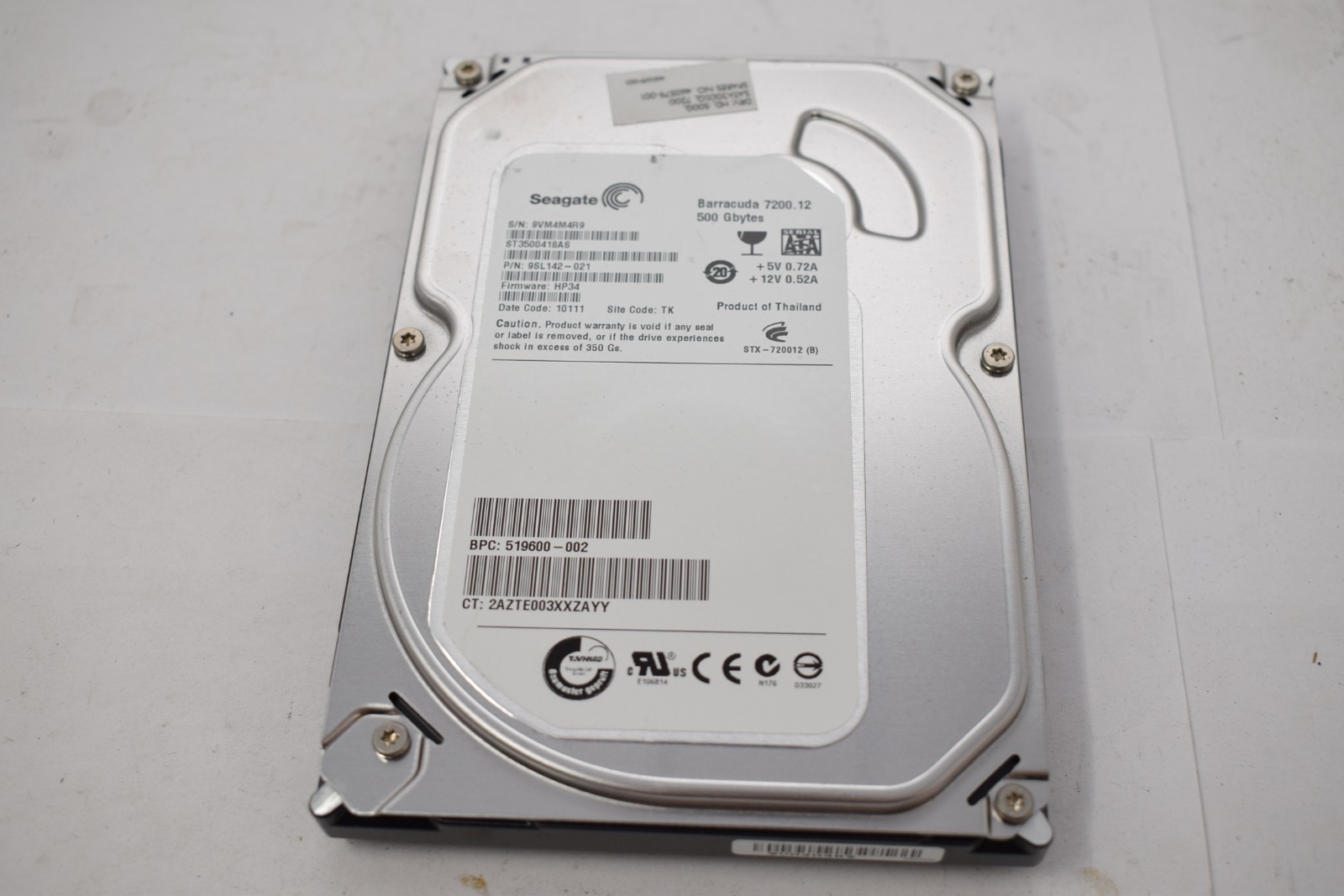 Seagate ST3500418AS 500GB Hard Drive Barracuda 7200.12 PN: 9SL142-021