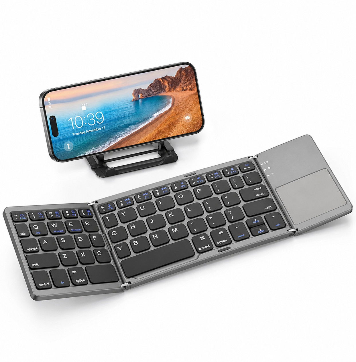 Foldable Bluetooth Keyboard with Touchpad – Portable, Rechargeable & Multi-Devic
