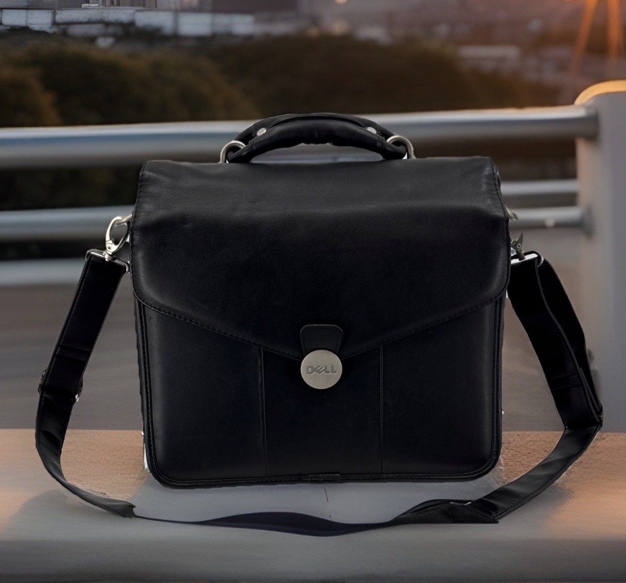 Dell Heavy Duty Leather Laptop Briefcase Professional Messenger Shoulder Bag 12”