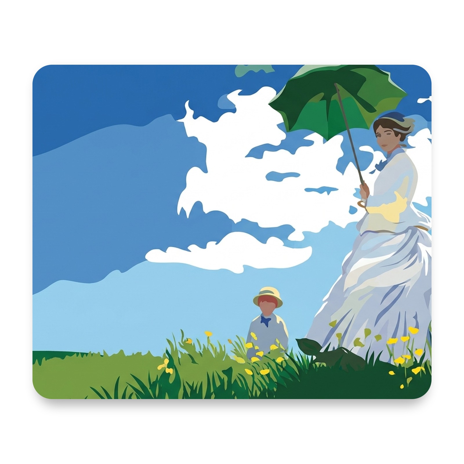 Woman with a Parasol (Claude Monet) Mouse Pad 9.25x7.75 Non-Slip Desk Mat