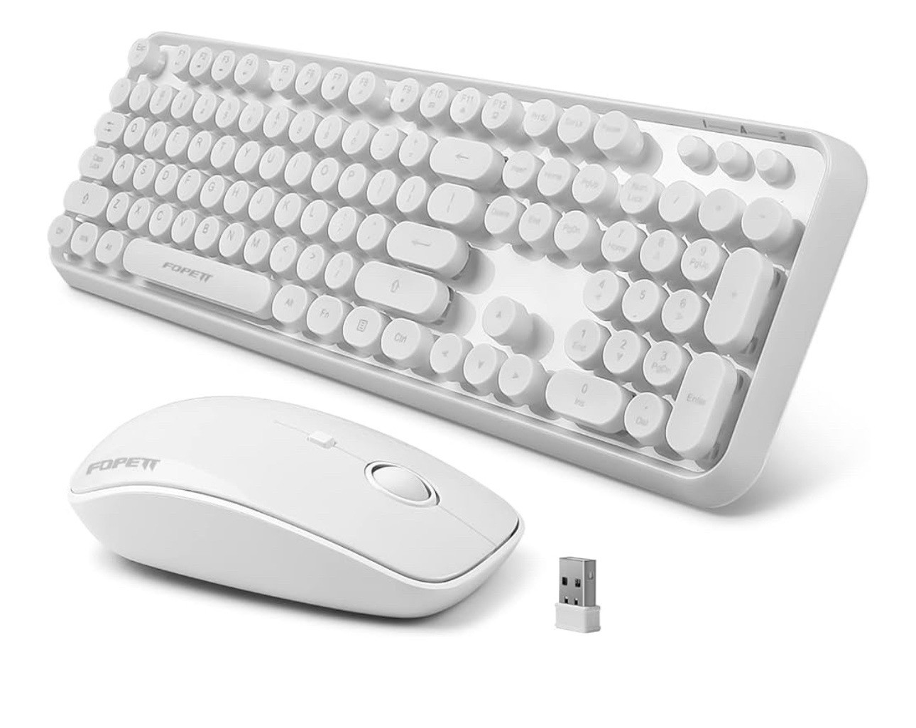 FOPETT Wireless Keyboard and Mouse Combo, 104 Keys Full-Sized 2.4 GHz 