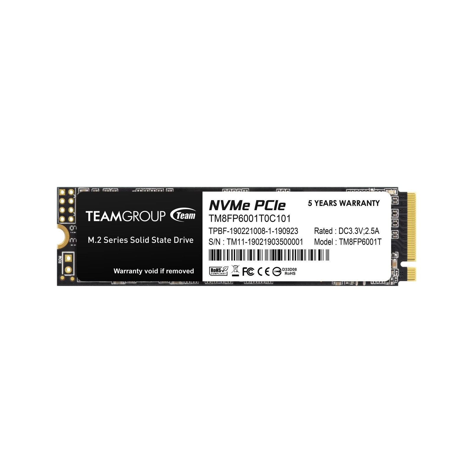 TEAMGROUP MP33 1TB SLC Cache 3D NAND TLC NVMe 1.3 PCIe Gen3x4 M.2 2280 Intern...
