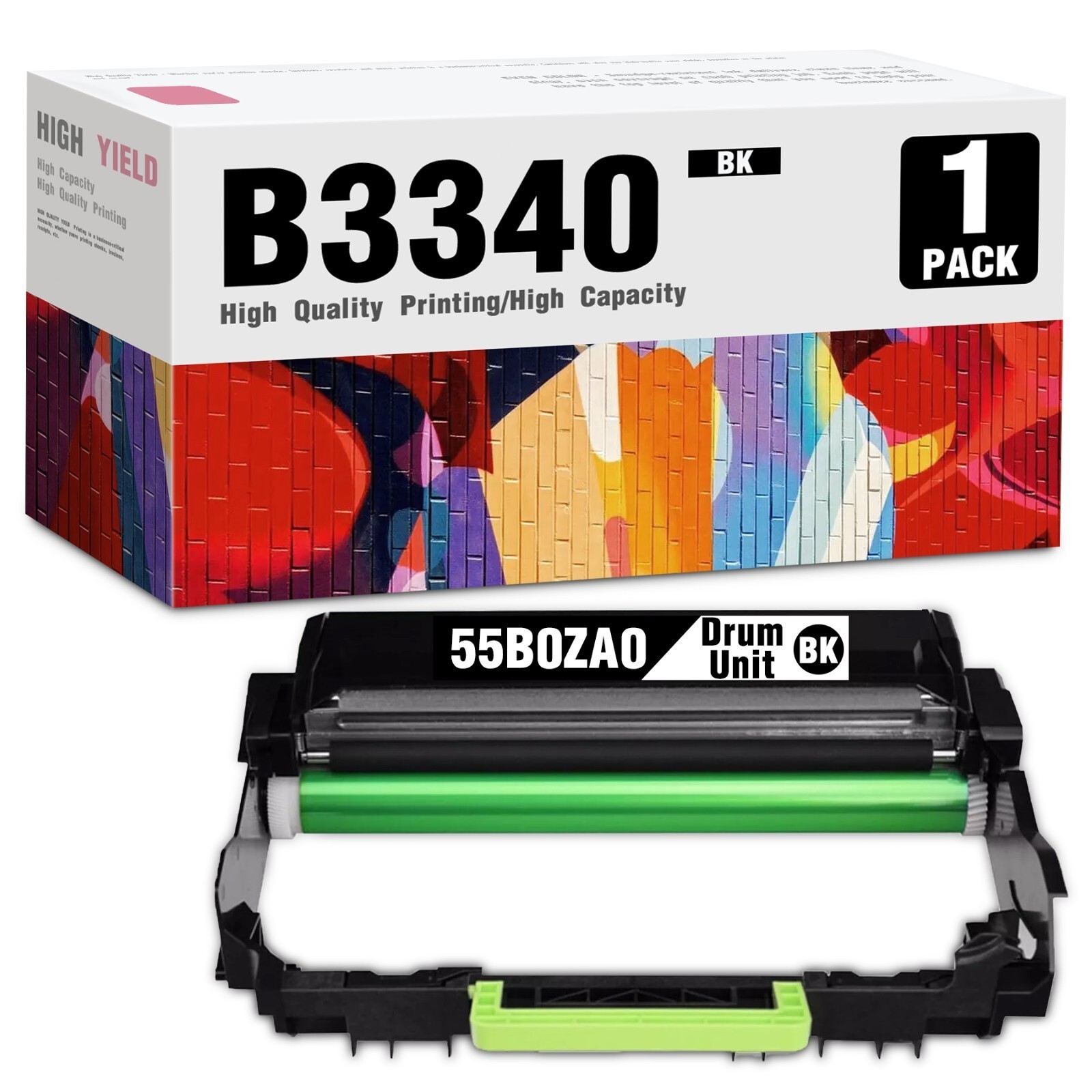 Compatible 55B0ZA0 Black Drum Unit (1-Pack) for Lexmark Printers MB3442i