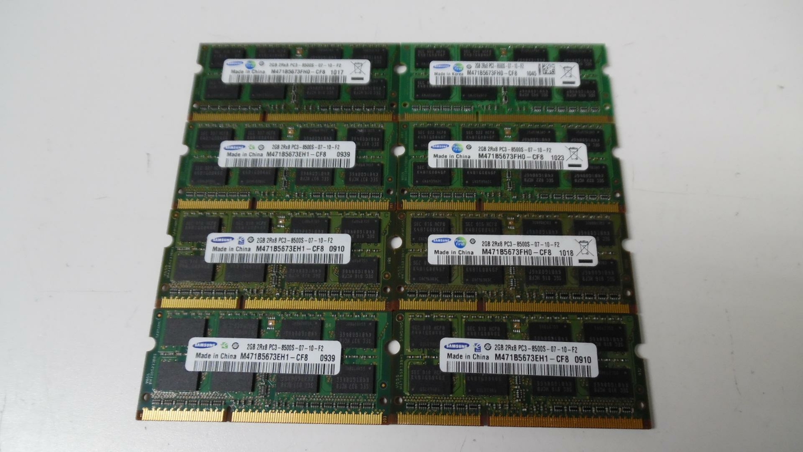 Set of 8: Samsung 2GB PC3-8500S Memory Modules - M471B5673 - Tested