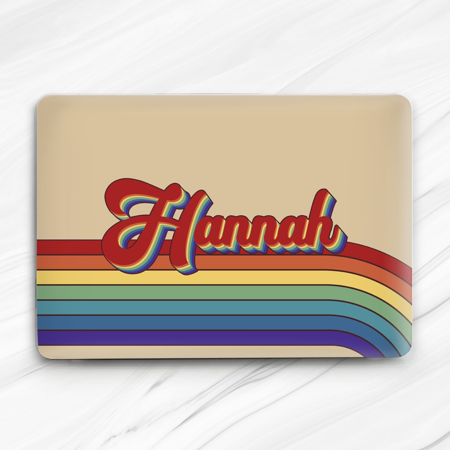 Rainbow Lines Retro Custom Name Hard Case For Macbook Air 13 Pro 16 13 14 15