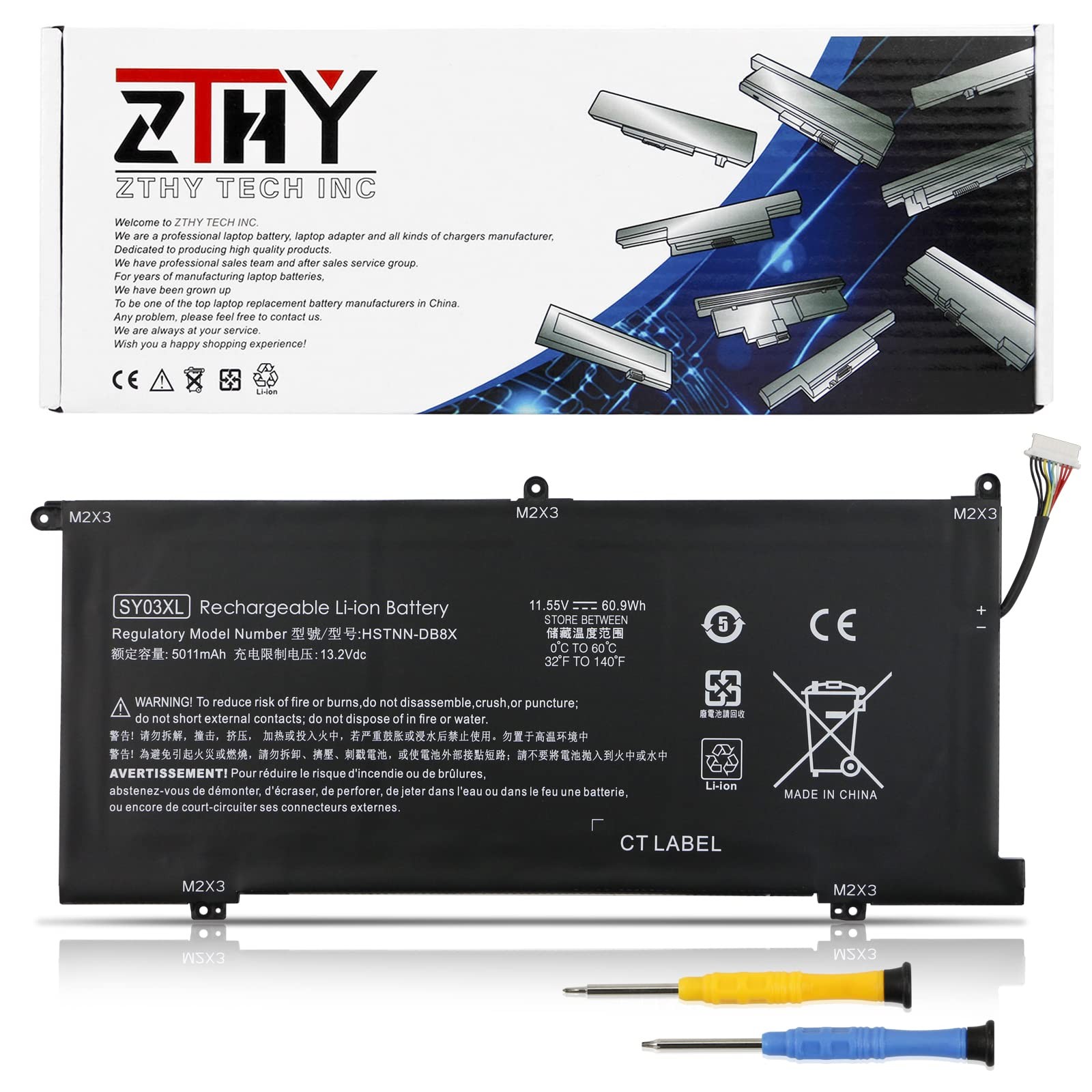 60.9Wh SY03XL Laptop Battery Replacement for HP Chromebook X360 14 G1 14-DA |...