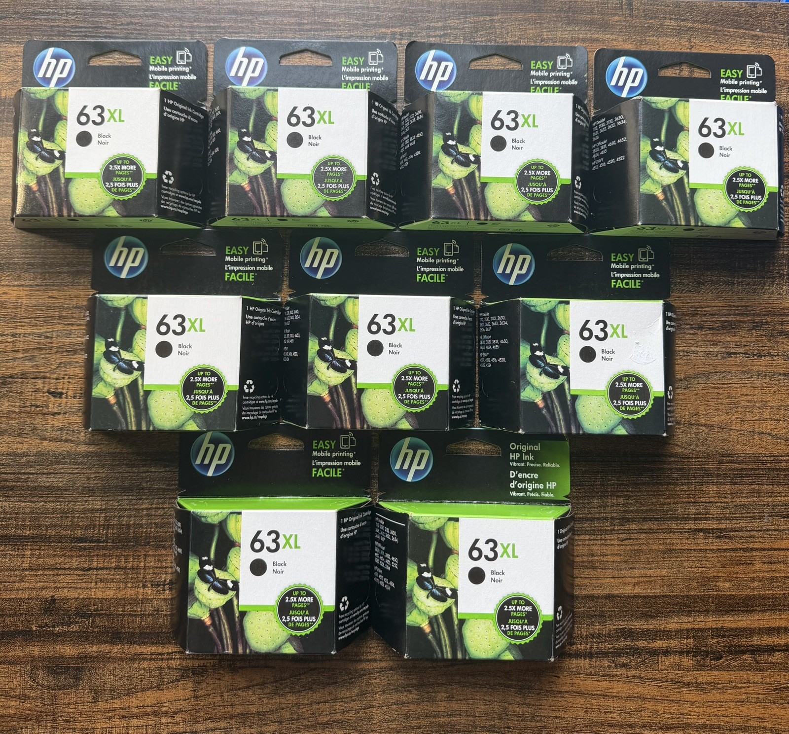 LOT OF 9 Genuine HP 63XL Black High Yield Ink Cartridge OEM Sealed Expired