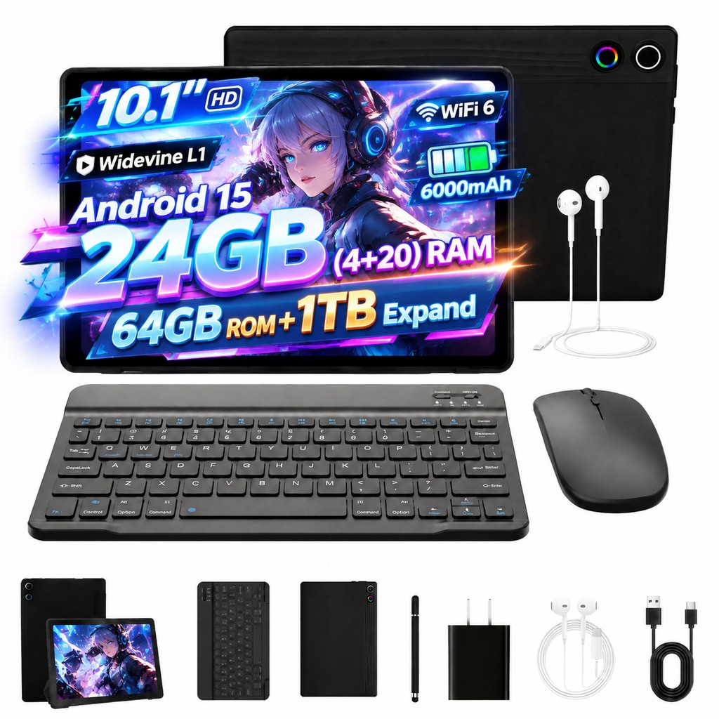 Android 16 Tablet 10.1in IPS Touch Wifi5G Tablet 24GB+64GB ROM Bluetooth5.2 2026