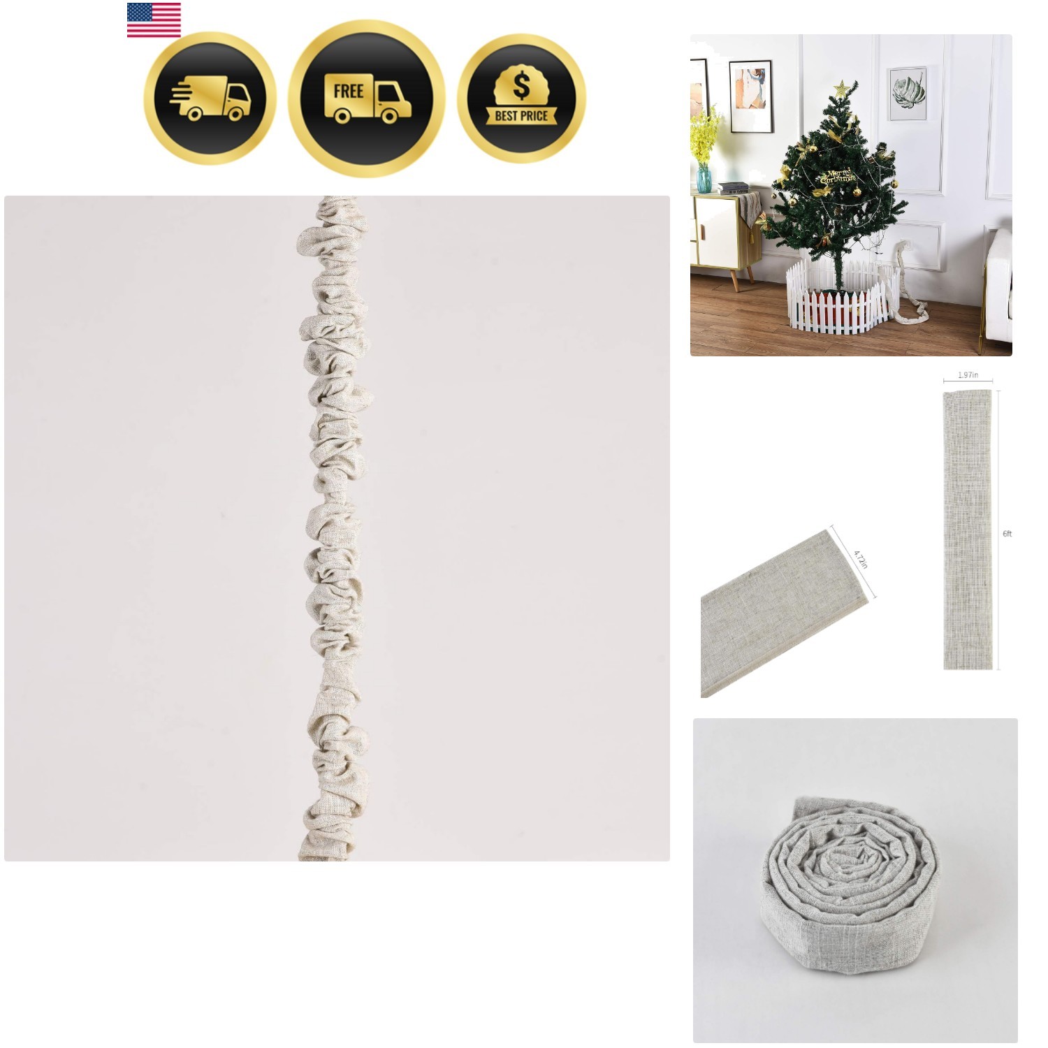 Fabric Cord Cover for Lamp Chain Electrical Wire Christmas Decor Linen Material