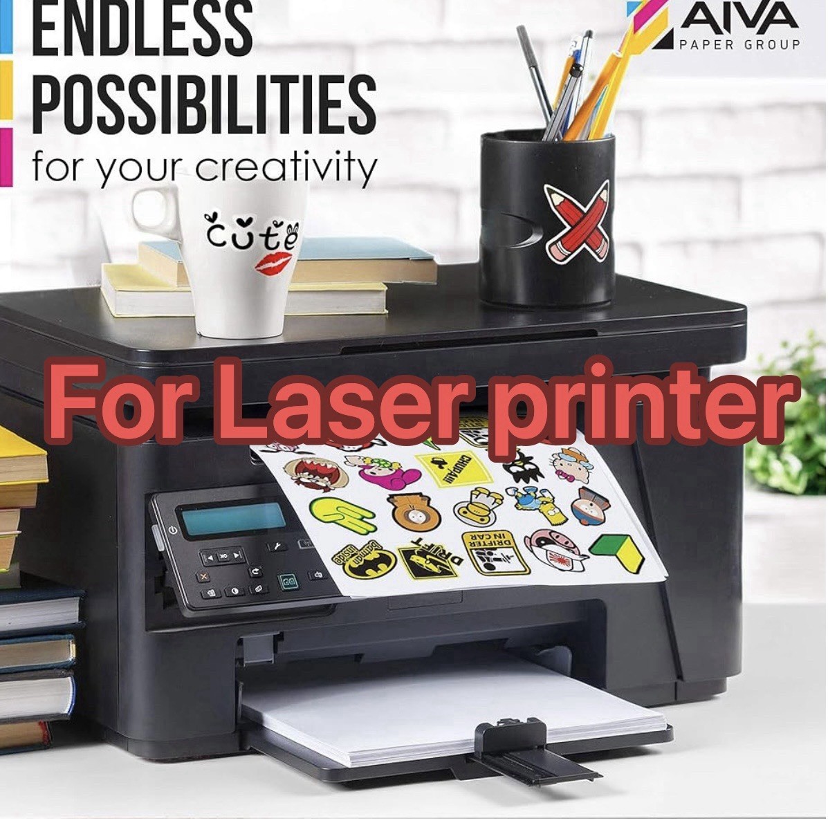 50 pcs Waterproof Printable Vinyl Sticker Paper for Laser Printer Size 8.5"x11"