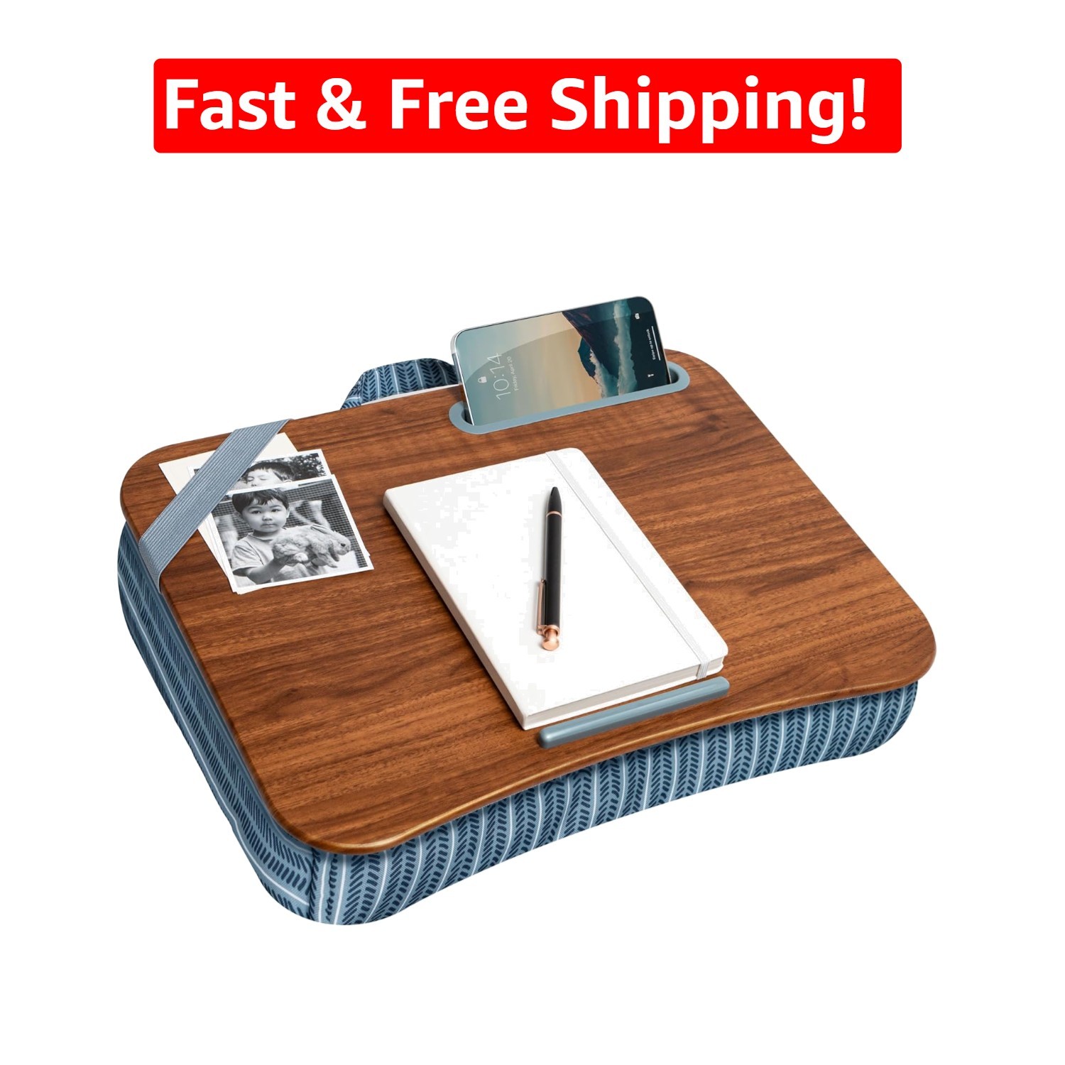 Designer Arrow Striped Lap Desk with Cushion for Comfort - Fits 15.6