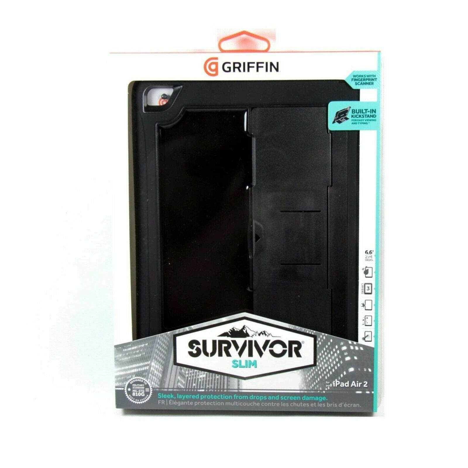 GENUINE Griffin Survivor Slim Tablet - iPad Air 2 & Pro 9.7 Black BRAND NEW