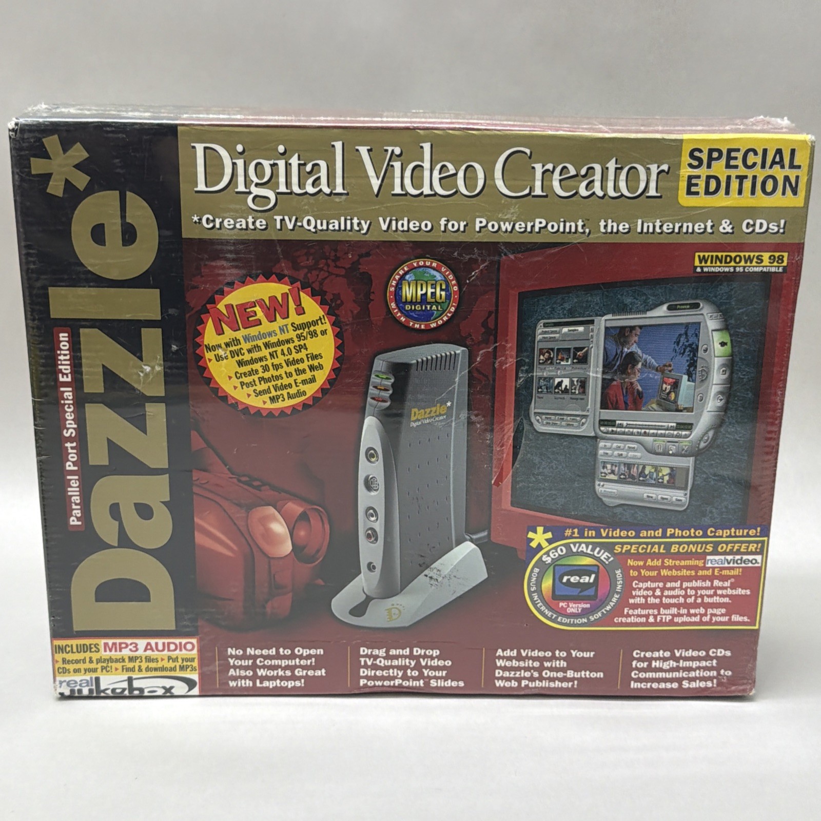 NEW Dazzle Digital Video Creator Capture Card Video Crestor Windows 98 & NT