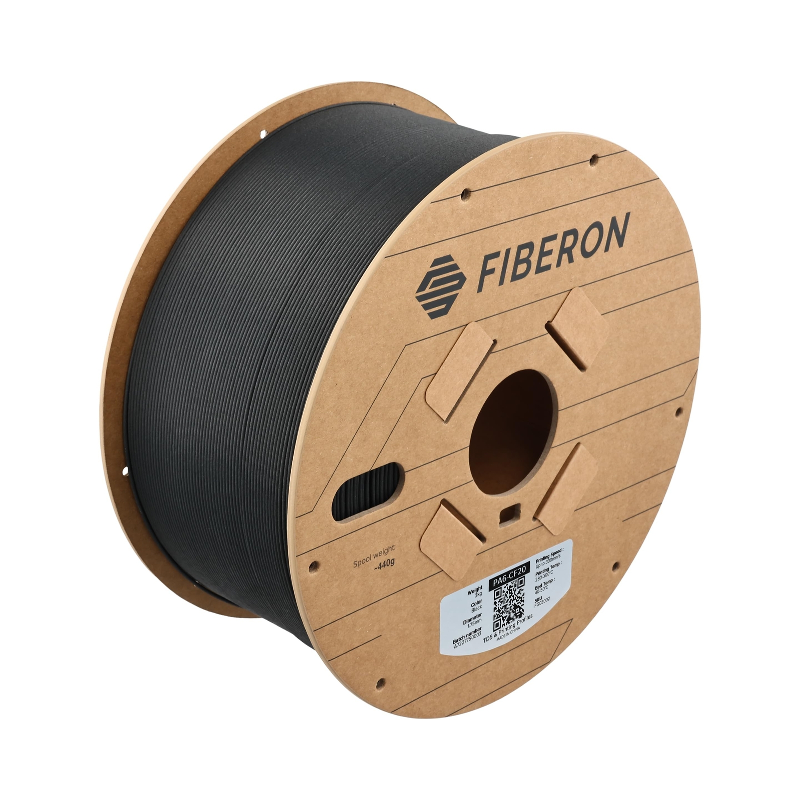Polymaker Fiberon PA6-CF20 Carbon Fiber Nylon Filament, Black 1.75mm 3kg 3D P...