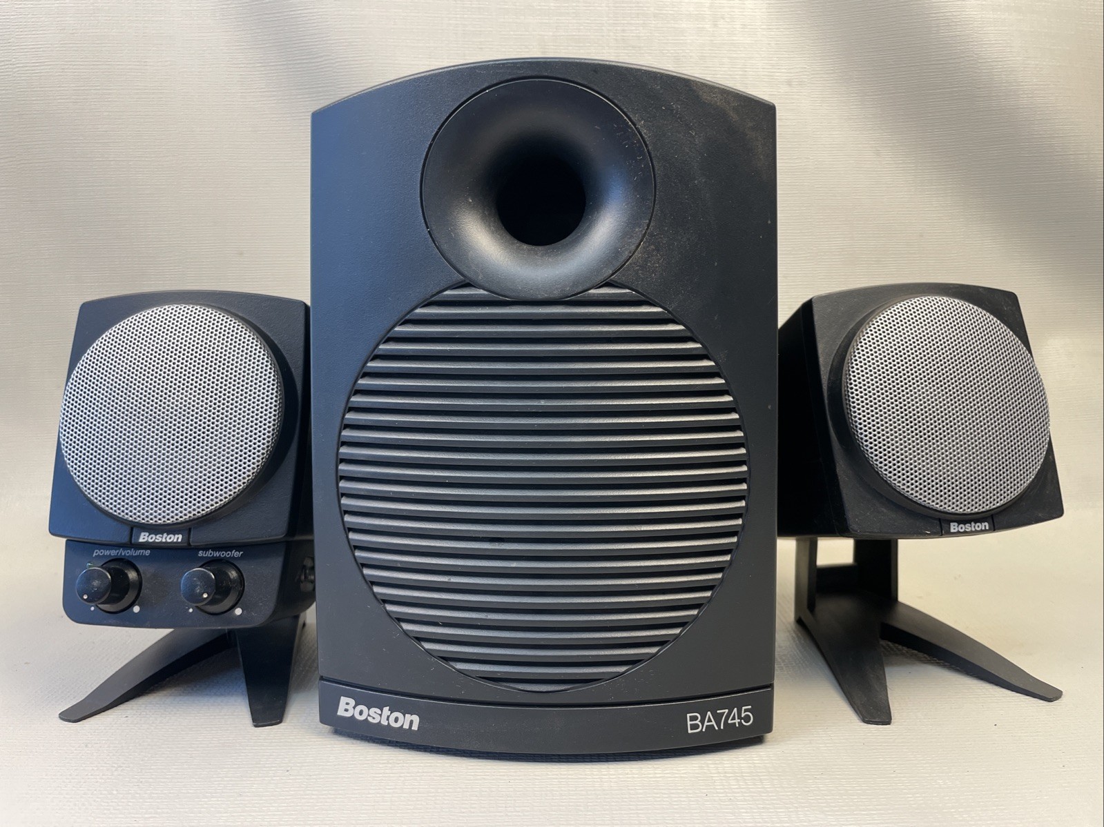 Boston Acoustics BA745 Computer Speaker System Sub & 2 Satellites ~ Tested Works
