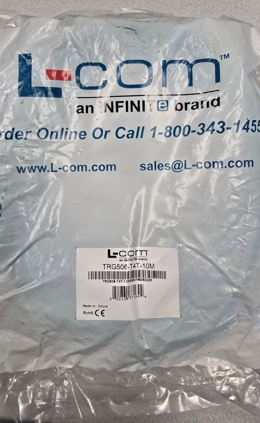 L-COM TRG506-T4T-10M - Category 5e M12 4 Position D code SF/UTP Industrial Cable