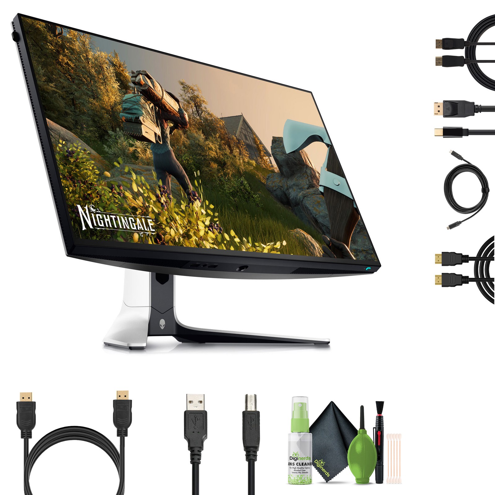Alienware AW2723DF 27" + USB Printer Cable + HDMI Cable + Cleaning Kit