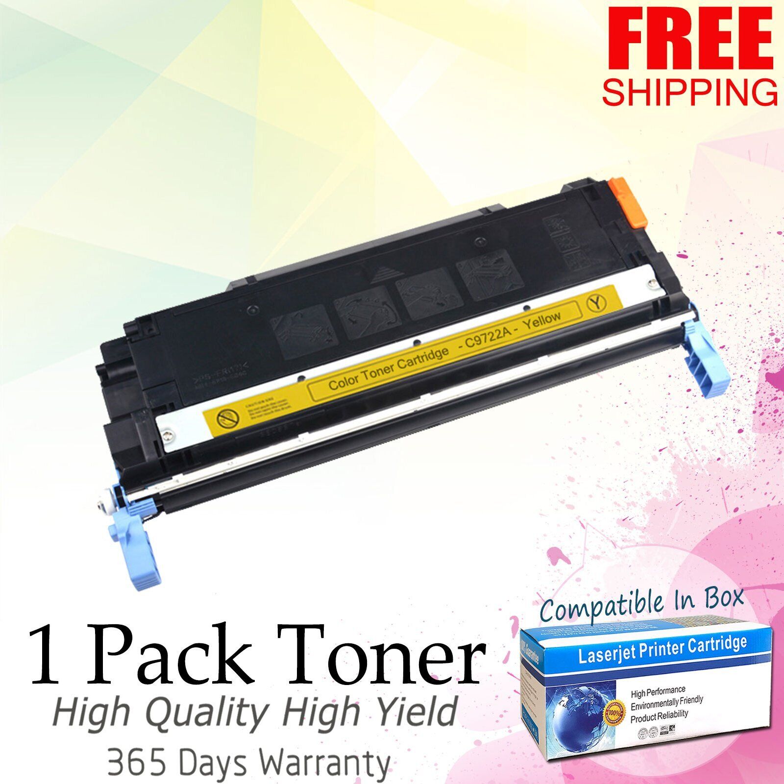 1PK C9722A Yellow Toner Cartridge For HP LaserJet 4600 4600DN 4600DTN 4610 4650