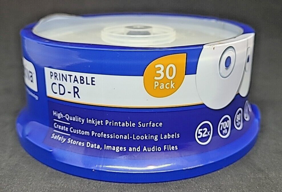 Ativa Printable CD-R 30 Pack 52x 700MB 80min Printable Surface Blank Disc