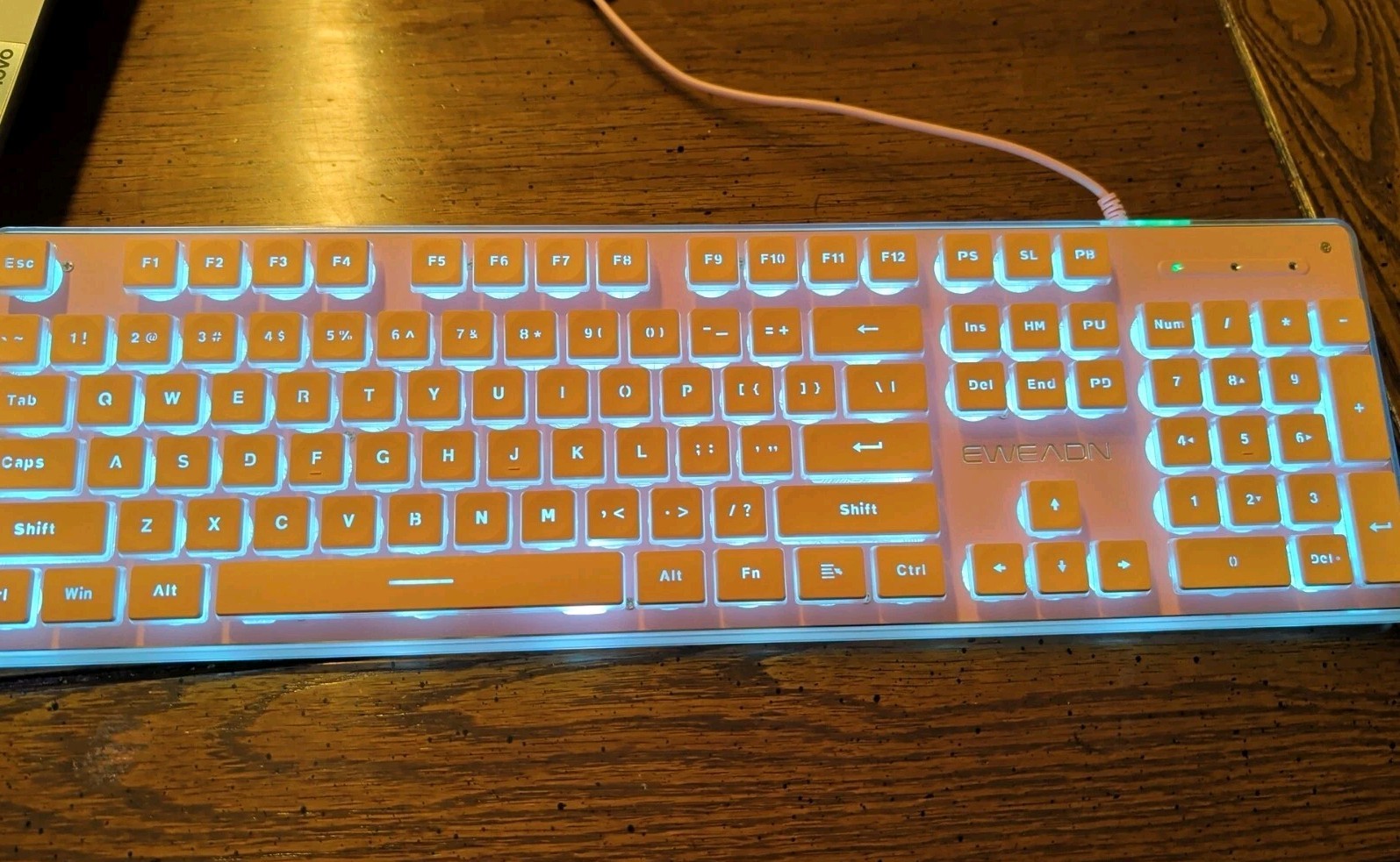 EWEADN GX710S Backlit Computer Keyboards, Wired USB Keyboard with White Backl...