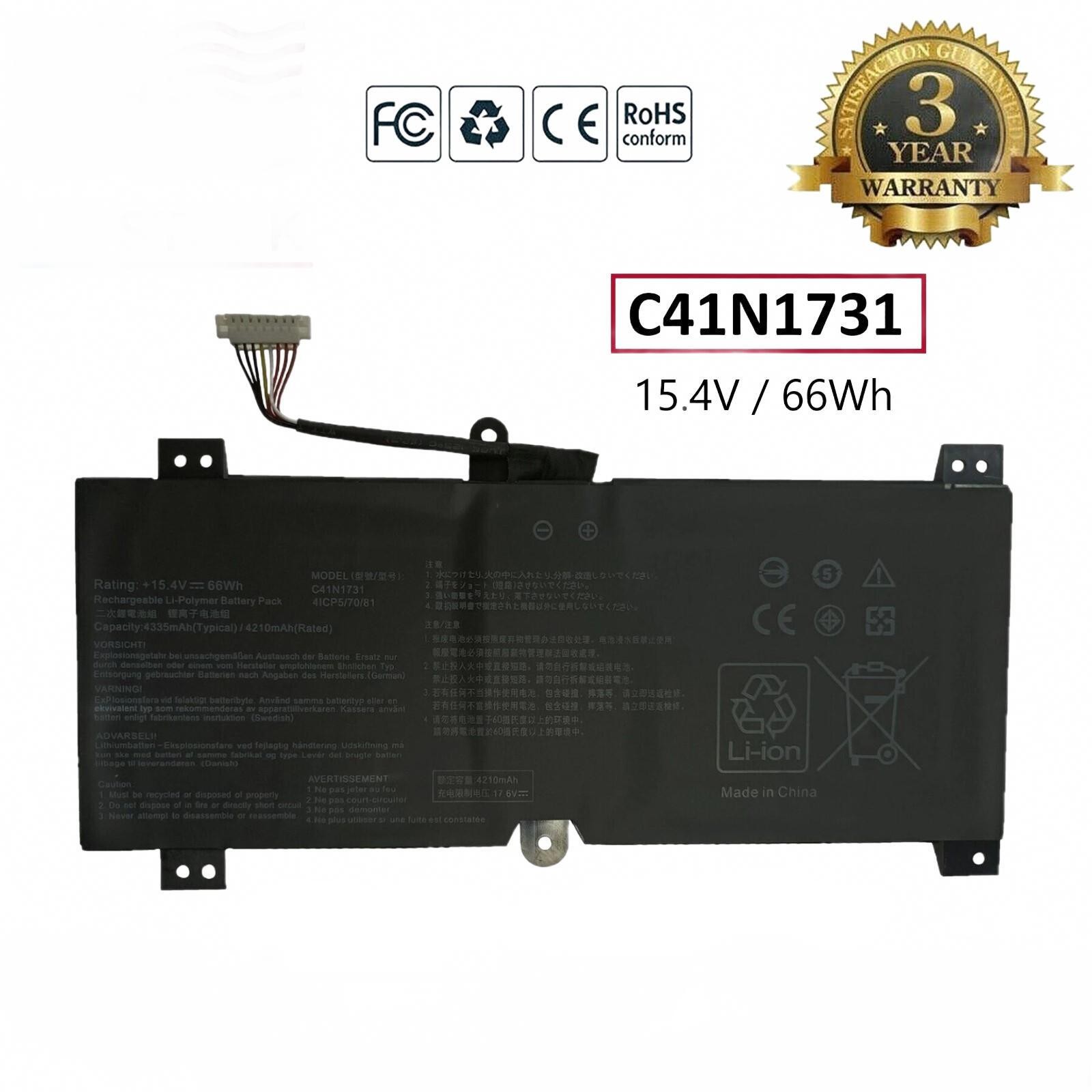 New C41N1731 Battery For Asus ROG Strix Scar II GL504GM GL504GV G515GV G515GW