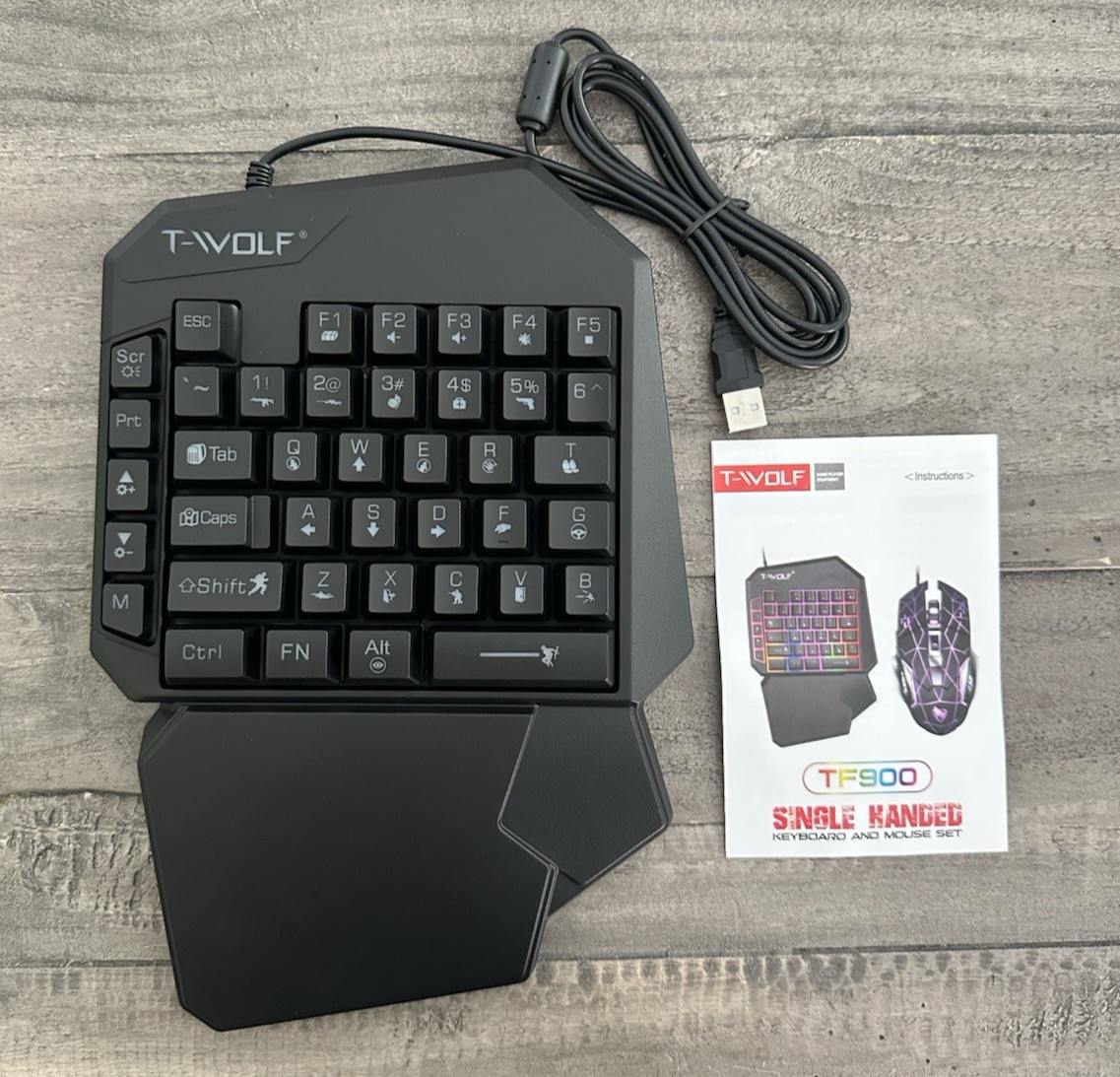 T-Wolf TF900 Single Handed 40 key Gaming Keyboard and Mouse set