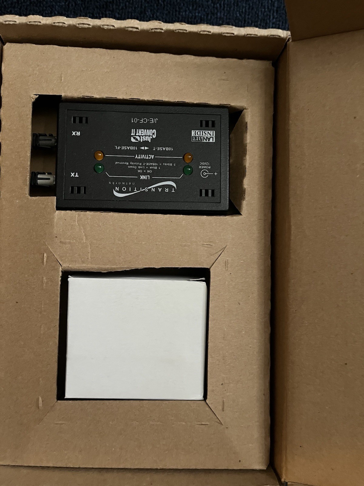 Transition Networks J/E-CF-01 Media Converter 10BASE-T to 10BASE-FL w/ Manual