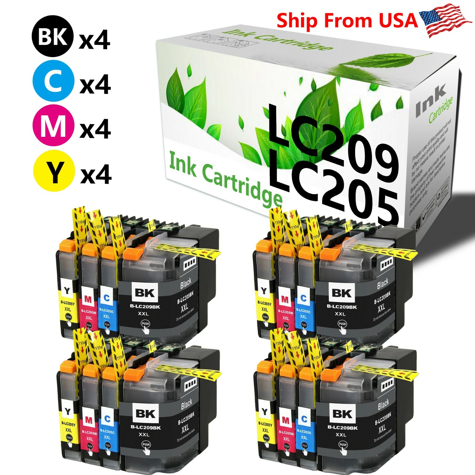 16Pack LC209XXL LC205XXL Ink Cartridge for Brother MFC-J4320DW J4620DW