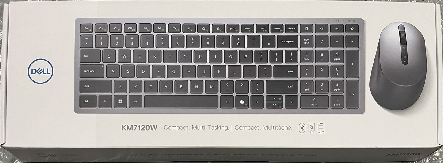 Dell Multi-Device Wireless Keyboard and Mouse Combo KM7120W-GY-US | New