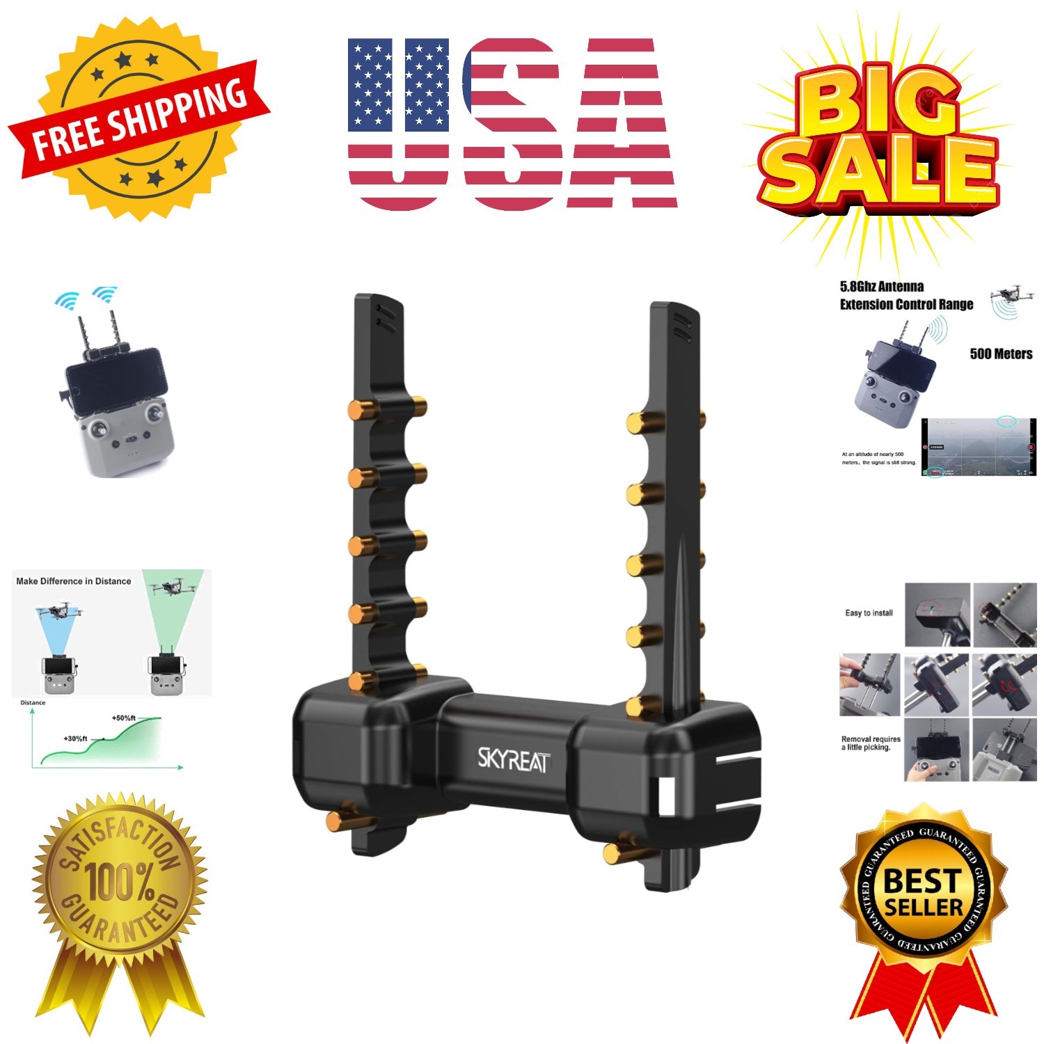 Antenna Range Extender Yagi-UDA 5.8Ghz Signal Boosters for DJI Neo/Mini 5 Pro...