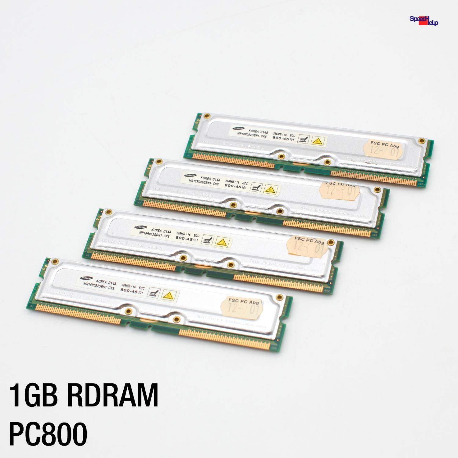 1GB 4X256MB RDRAM PC800 RIMM ECC SAMSUNG MR18R082GBN1-CK8 800-45 Server RAM Top