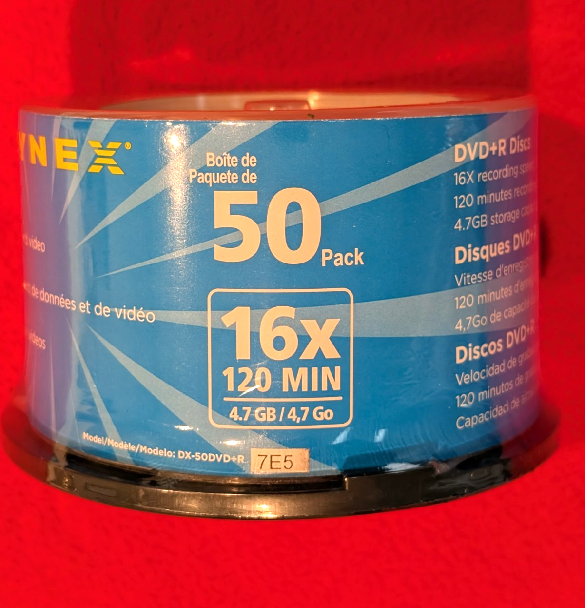 Dynex 50-Pack Blank Recordable 16x DVD+R Disc Spindle 120 min 4.7 GB - DX-50VD+R