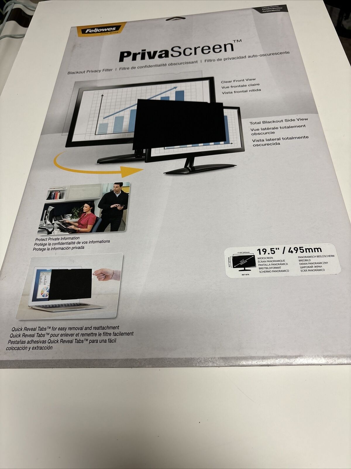 NEW Fellowes PrivaScreen Blackout Privacy Filter for 19.5\