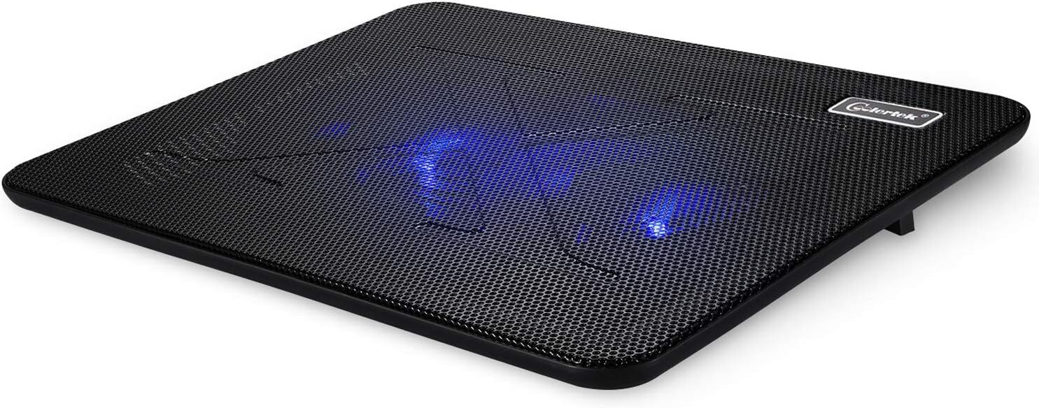 Laptop Cooling Pad, Coolertek Portable Slim Quiet Blue Light -2 fans 