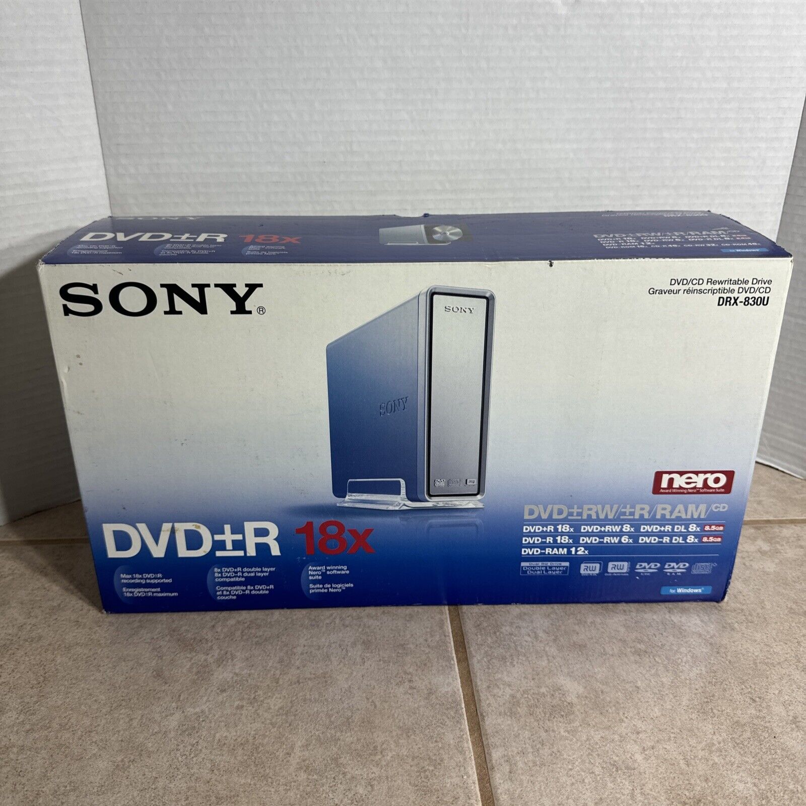 Sony DVD/CD+R 18X DRX-830U Rewritable Drive NERO Software Belkin USB NIB