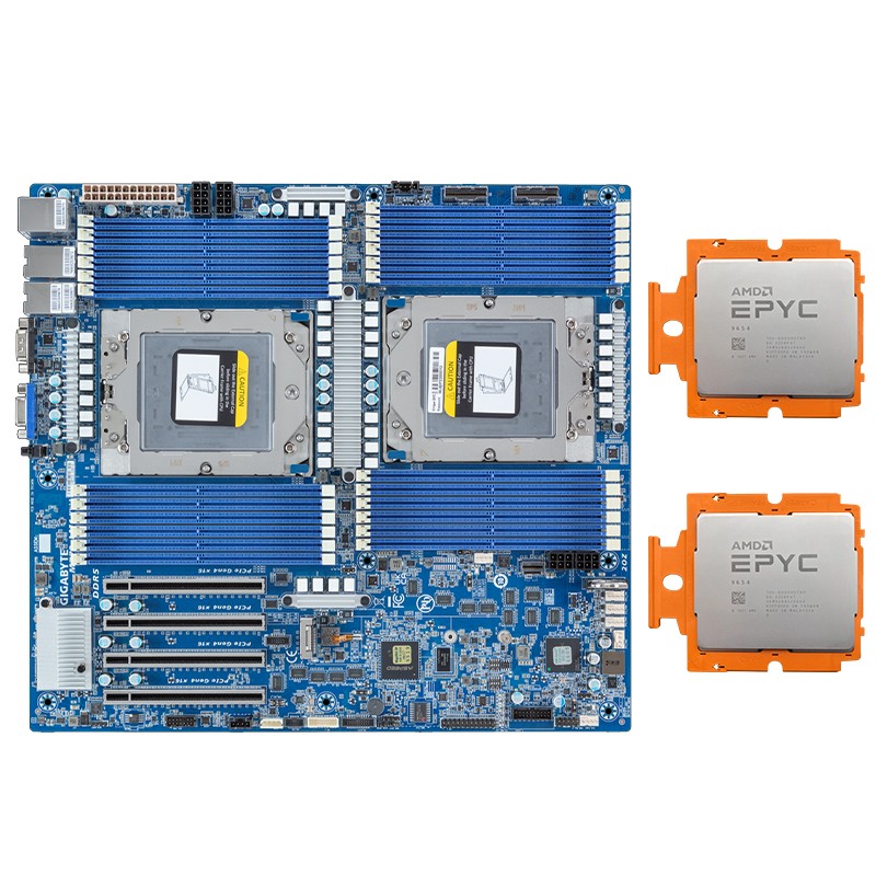 Gigabyte MZ73-LM1 Motherboard With 2x AMD EPYC GENOA ZEN4 9654 QS CPU Processor