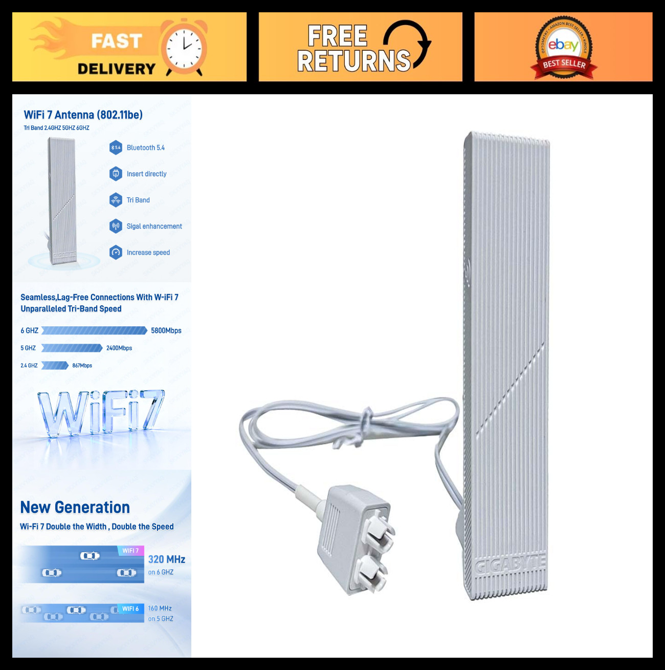 WiFi 7 Motherboard Magnetic Antenna | High-Speed Connectivity for Gaming & Strea