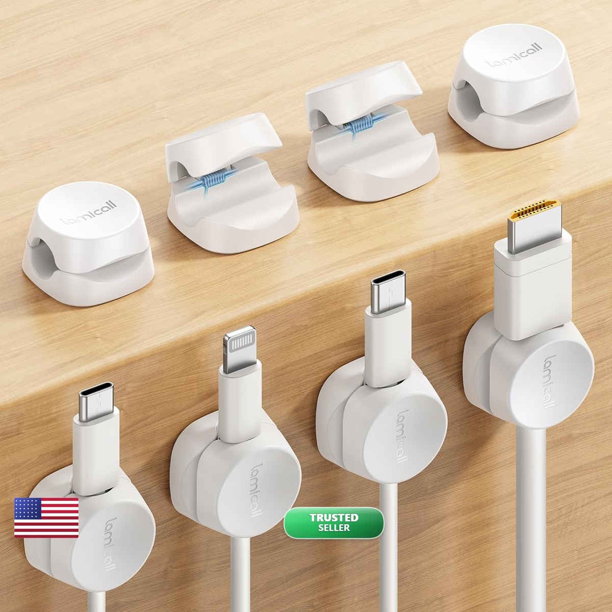 Lamicall 8 Pack Cord Organizer Cable Management Clips [1s Lock]